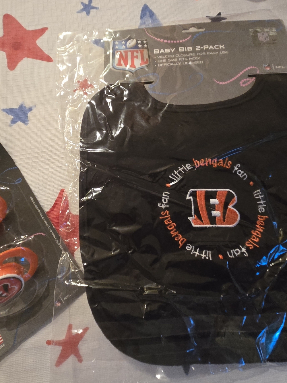 Bengals - NFL Cincinnati Bengals Black and Orange Baby Bib And Pacifier Set